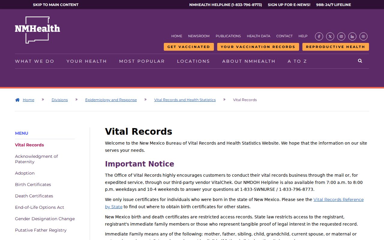 Rio Rancho residents directory New Mexico vital records program