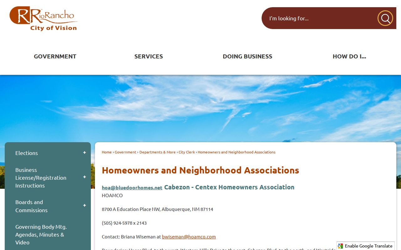 Rio Rancho neighbors neighborhood association boundary inventory