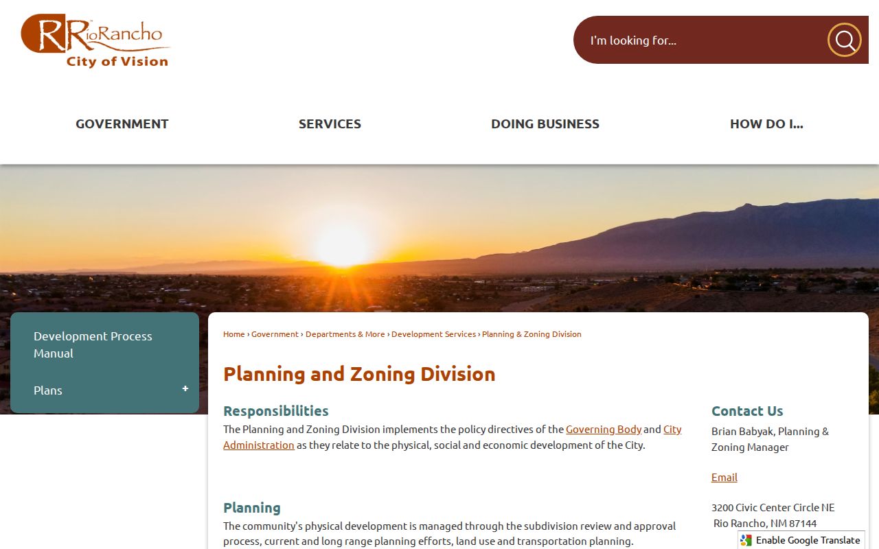 Rio Rancho street directory Planning and Zoning address context